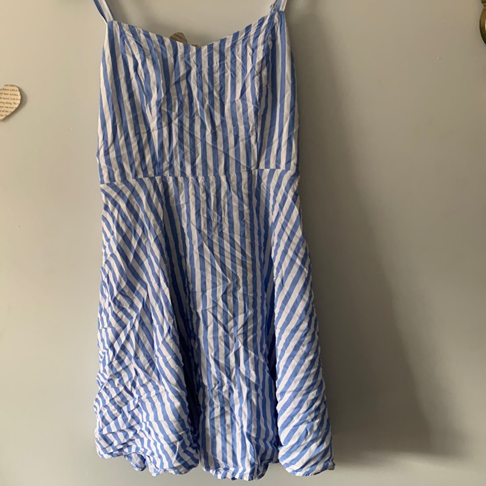 Strip summer dress, size small, blue white striped